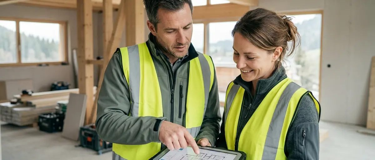 Équipe EcoLiving SA sur un chantier de rénovation à Yverdon-les-Bains